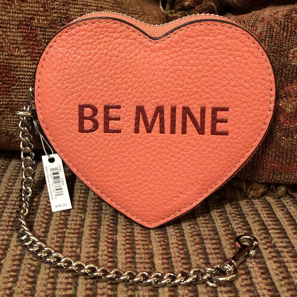 NWT-Coach-Leather ❤️ Heart 💖 Coin Purse-Be Mine/XOXO-Red & Pink-Bag Charm - Picture 2 of 14